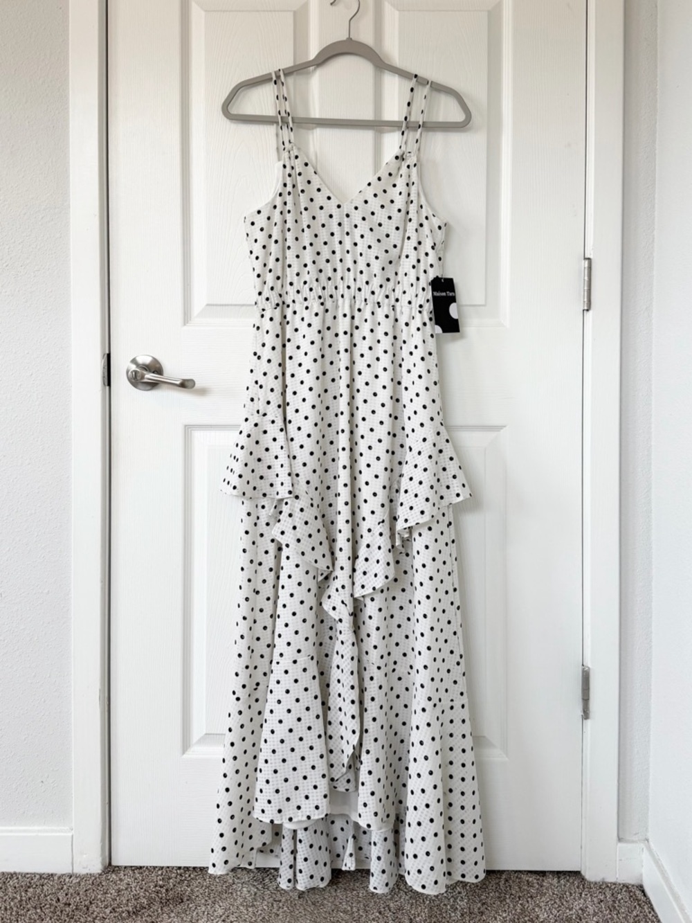 NWT Polka Dot Tiered Ruffle Maxi Dress